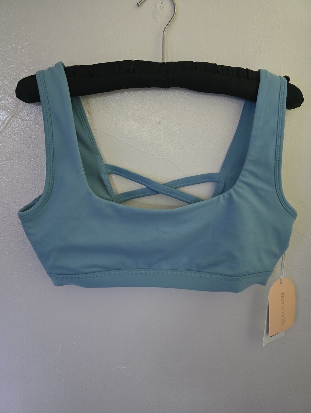 Blogilates CrissCross Blue Strappy Sports Bra Size Large NWT